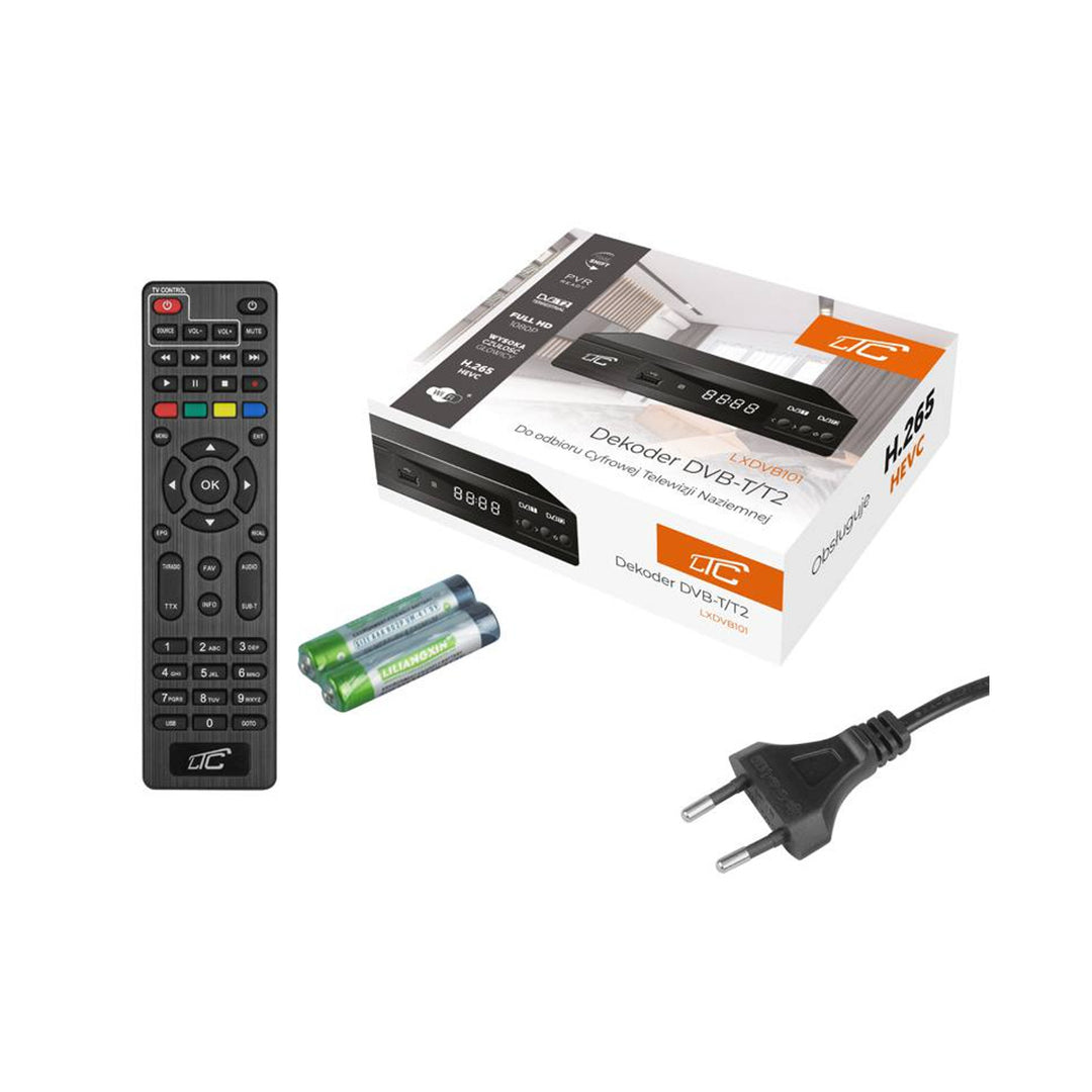 Tuner digital DVB-T / T2 DVB101 HEVC H.265 cu telecomandă programabilă LTC