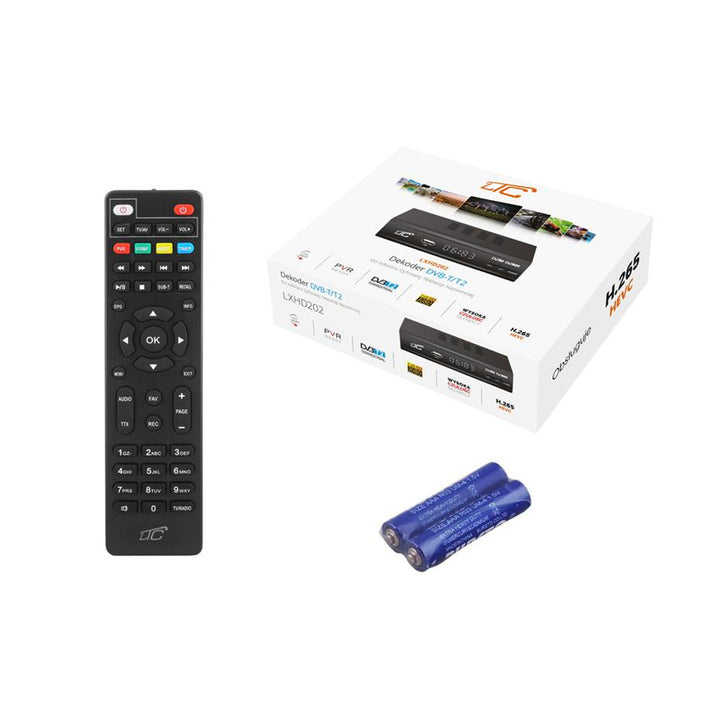 Receptor Digital Terestru TV Tuner DVB-T/T2 HD202 HEVC H.265 cu telecomandă programabilă LTC