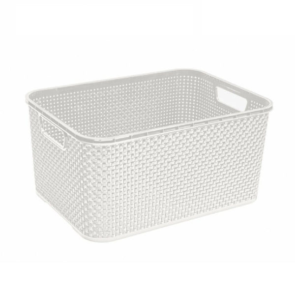 Coș de ratan BranQ 19L din plastic alb antic