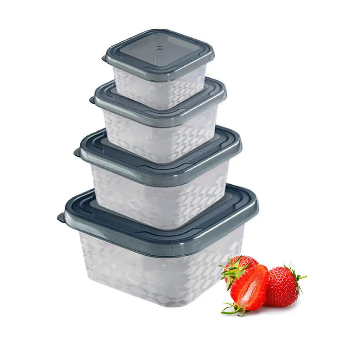 Set 4 recipiente alimentare BranQ, gri, 1250, 800, 400 si 250 ml