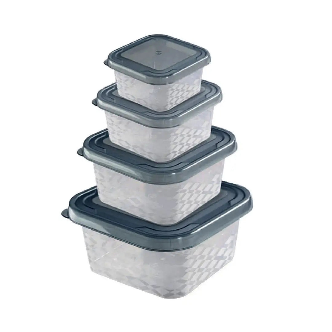 Set 4 recipiente alimentare BranQ, gri, 1250, 800, 400 si 250 ml