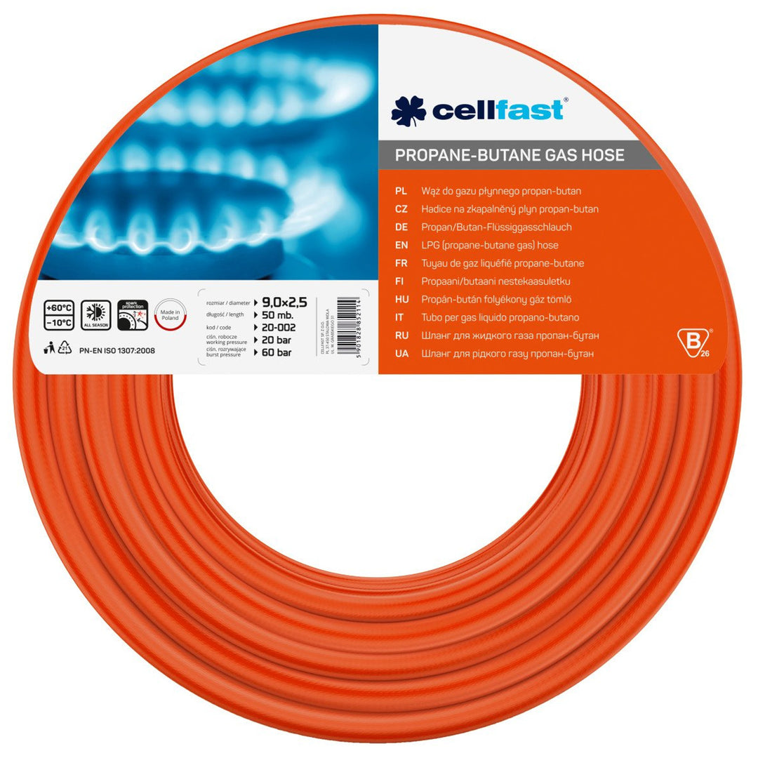 Furtun gaz GPL, Cellfast 20-002, 9x2,5 mm, lungime 50 m