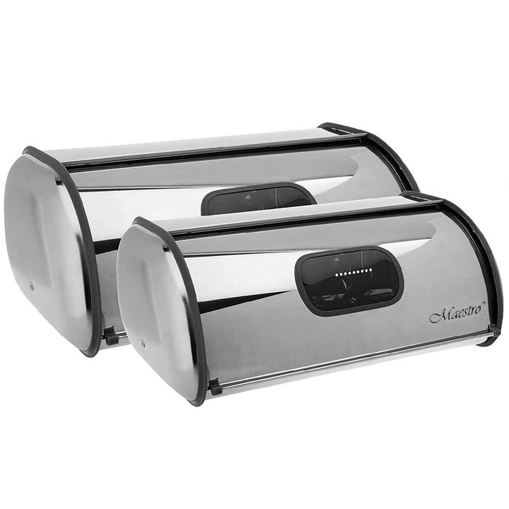 MAESTRO MR-1675 2 x Bread Bin Set Breadbox Bun Rolls Container de depozitare 2 dimensiuni diferite