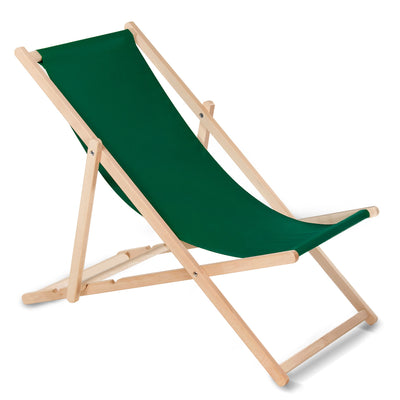 Șezlong de gradina pliabil din lemn de fag fără cotieră, verde inchis