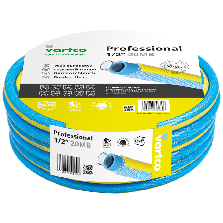 Furtun flexibil de gradina Vartco Professional, 4 straturi, 1/2", 20m