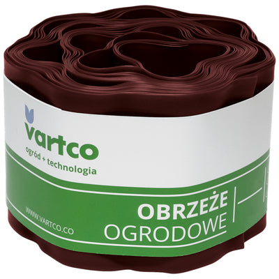 Bordura gazon din plastic, Vartco, ondulat, 10cm x9m, Maro