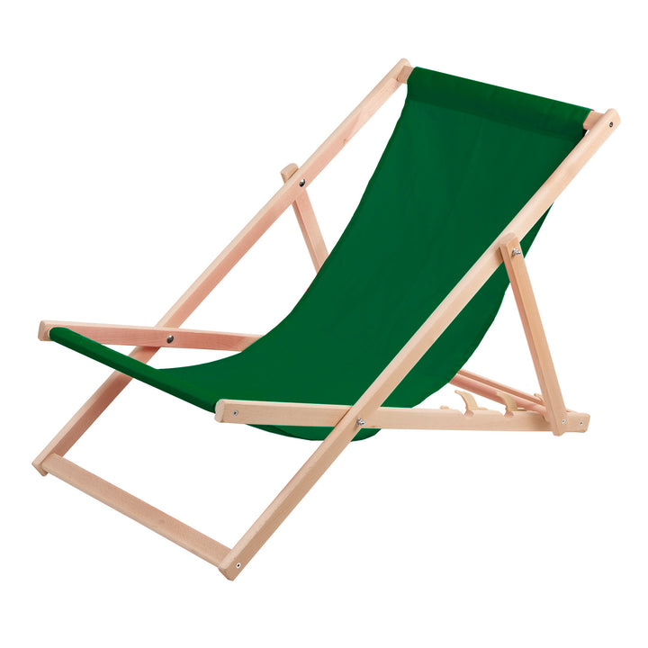 Șezlong confortabil din lemn de culoare verde, ideal pentru plajă, balcon, terasă