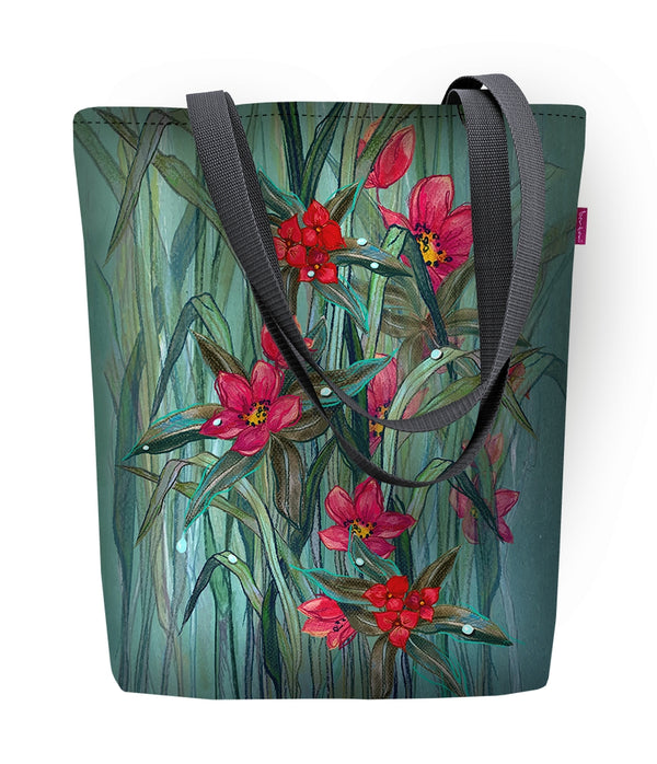 Geanta de umar cu fermoar Sunny Fiori, Bertoni, verde cu motiv floral