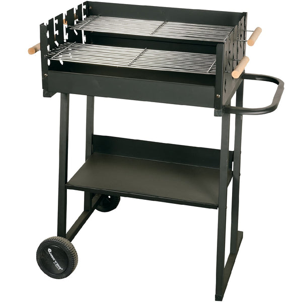 Gratar dreptunghiular pe carbuni, cu roti si raft lateral, Master Grill&Party, 59,5x44,5 cm