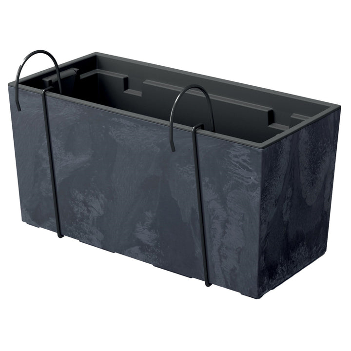Ghiveci balustrada cu insertie Urbi Case Tower Beton Effect, Prosperplast DUC400EW, 39.5 x 18.5 x 19.5 cm, antracit