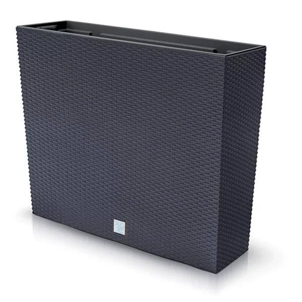 Ghiveci decorativ cu insertie Rato Case Tower, Prosperplast DRC600T, 58 x 50 x 18 cm, gri inchis