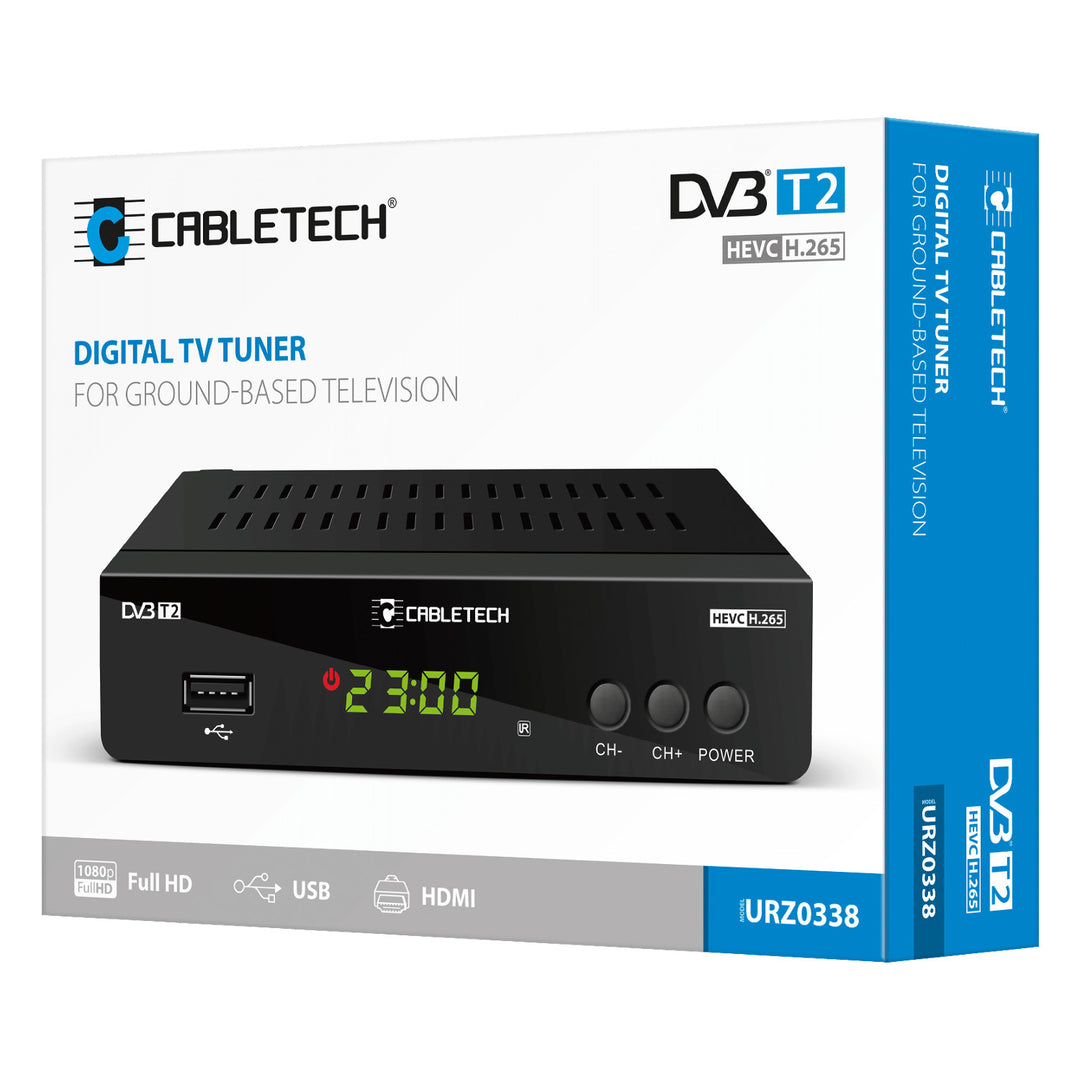 Tuner digital terestru DVB-T2/C HEVC H.265 Cabletech, cu telecomanda