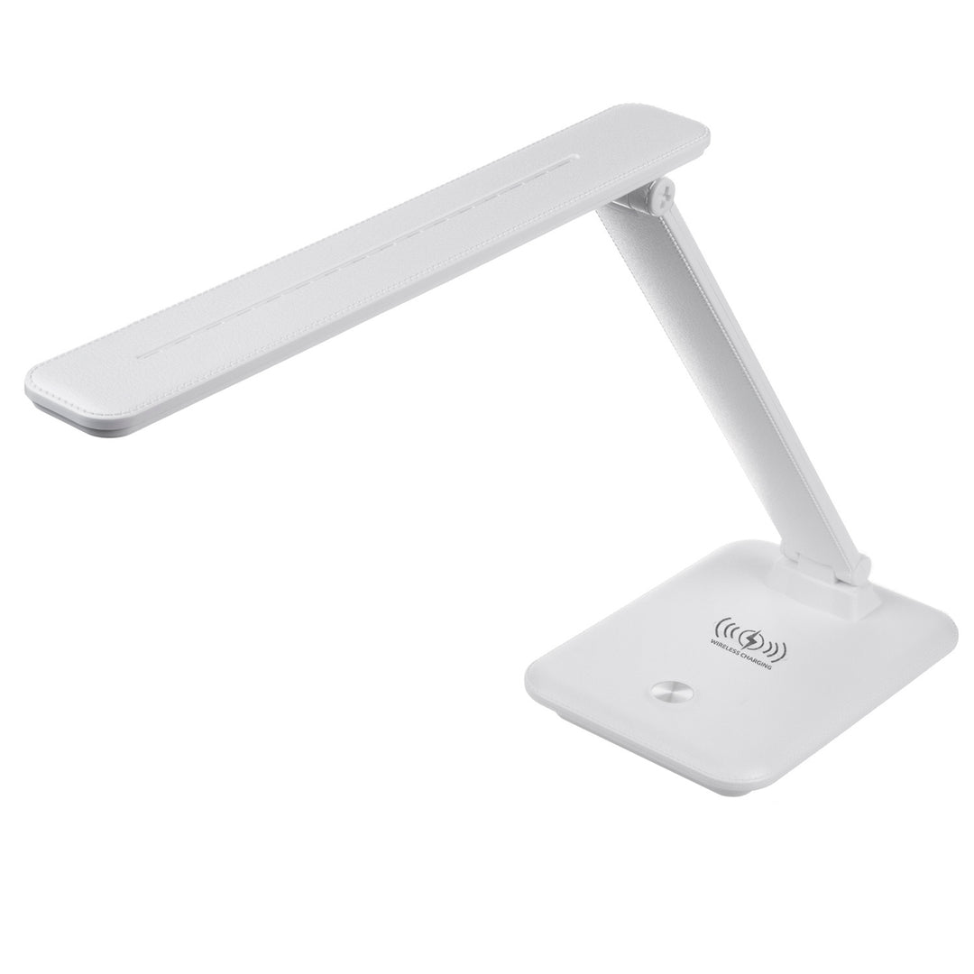 Lampa de birou LED, 9W, Maclean MCE616W, alb cu încărcător Qi cu inducție