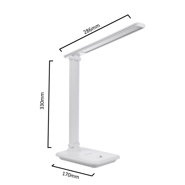 Lampa de birou LED, 9W, Maclean MCE616W, alb cu încărcător Qi cu inducție