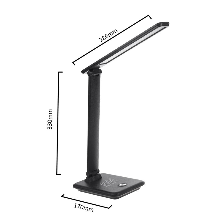 Lampa de birou LED, 9W, Maclean MCE616B, negru cu încărcător Qi cu inducție