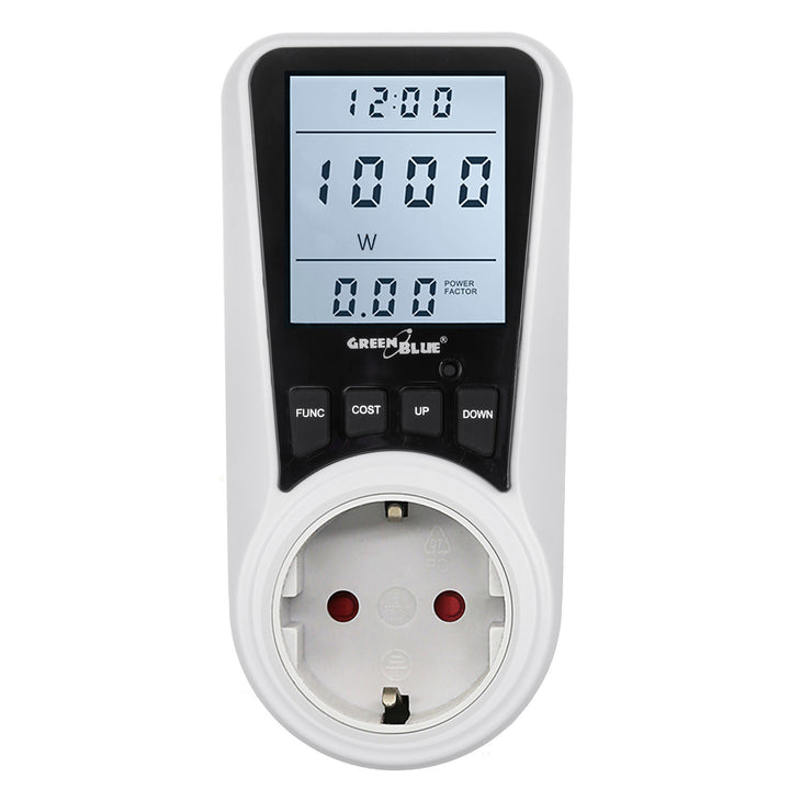 Priza cu contor de energie, GB350 F, Display Digital LCD, Monitorizare Consum Energetic, Putere maxima 3680W, Alb