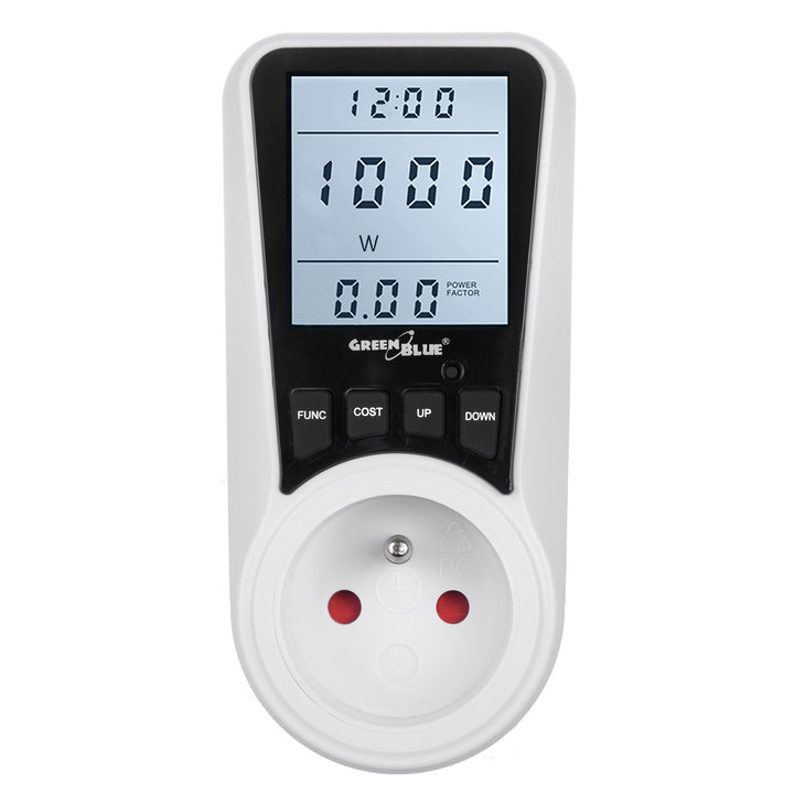 Priza cu contor de energie GB350 E,  Display Digital LCD, Monitorizare Consum Energetic, Putere maxima 3680W, Alb