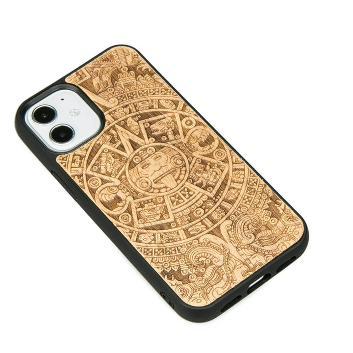 Husa din lemn pentru iPhone 12 Mini, BWD06555, Calendar Aztec