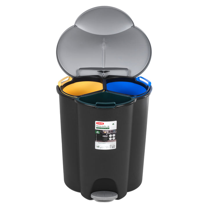 Cos pentru colectare selectiva, Curver Treio, 40 L, multicolor