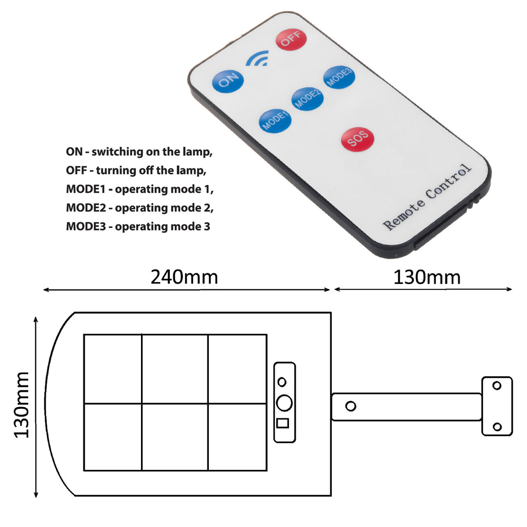 Aplica de perete solara LED, Maclean MCE446, negru, IP54, 4W, 400lm, 6500K, Li-ion 1200 mAh, 3 moduri de funcționare