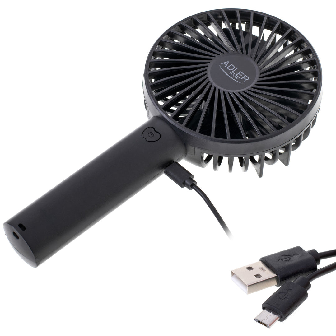 Mini ventilator, Adler, Portabil, 9 cm 3,5” USB, negru