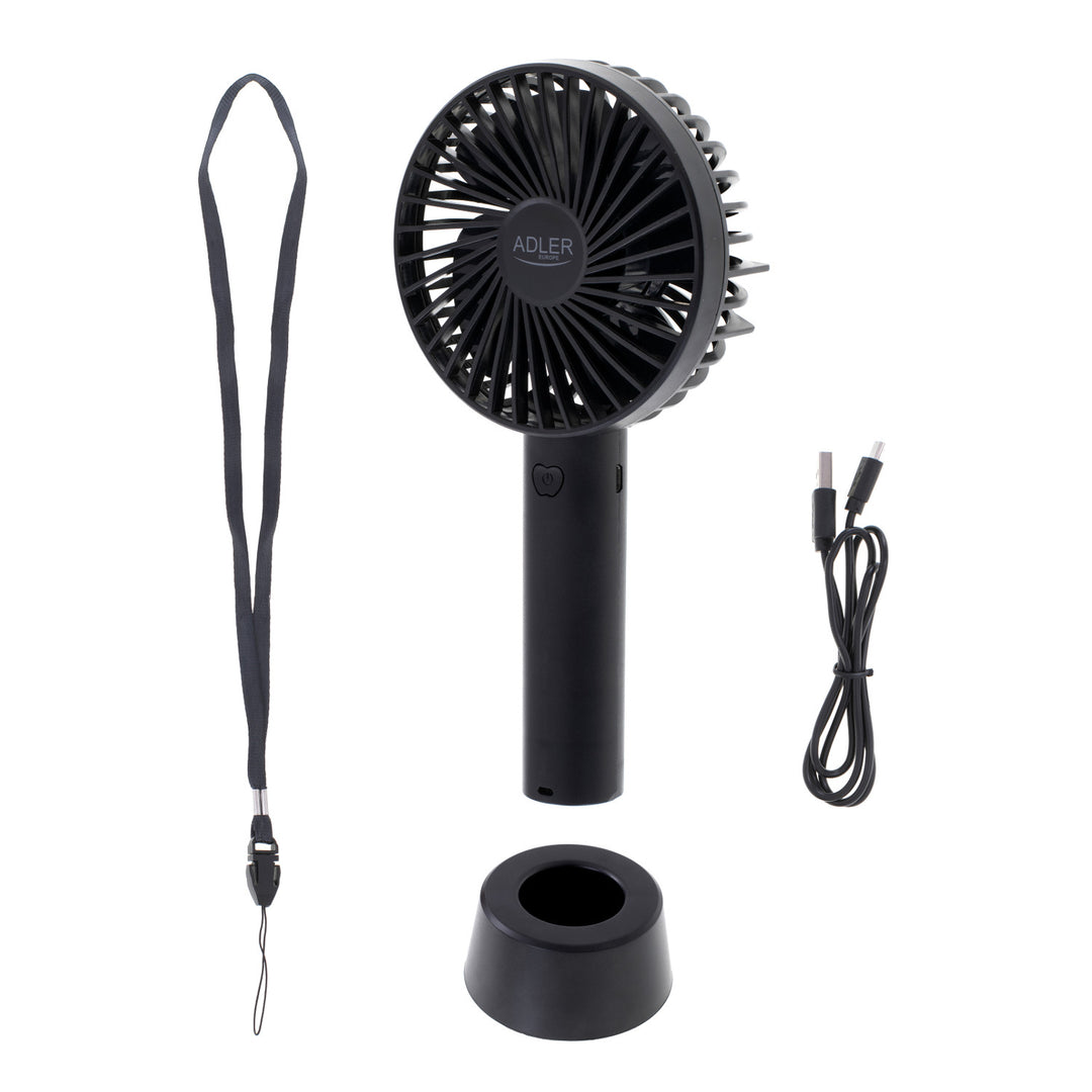 Mini ventilator, Adler, Portabil, 9 cm 3,5” USB, negru