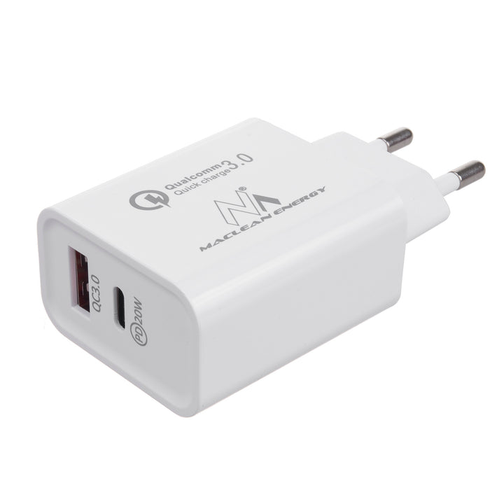 Încărcător rețea Maclean 20W, PD, MCE485W, Quick Charge 3.0, alb