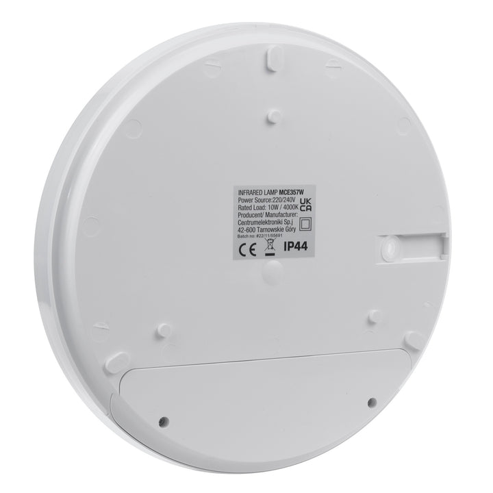 Lampă LED cu senzor de mișcare infrarosu, 10W, IP44, alb natural, 900lm, MCE357 W