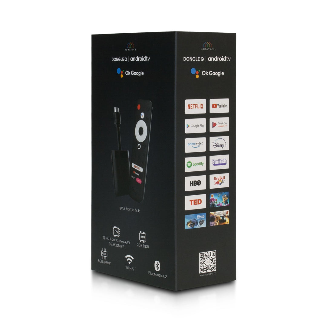 Mediaplayer compact Homatics Dongle Q Android TV 2 GB RAM DDR,Control Voce, Negru