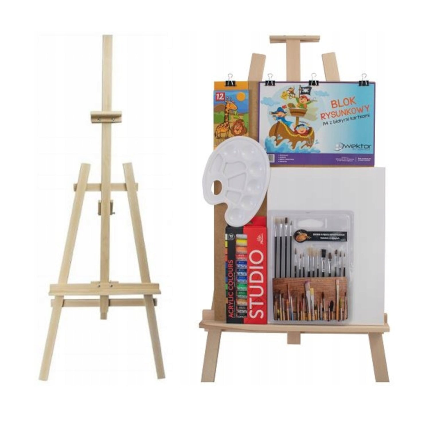 Set pictura format din sevalet 175 cm, bloc de desen A4, 15 bucati pen ...