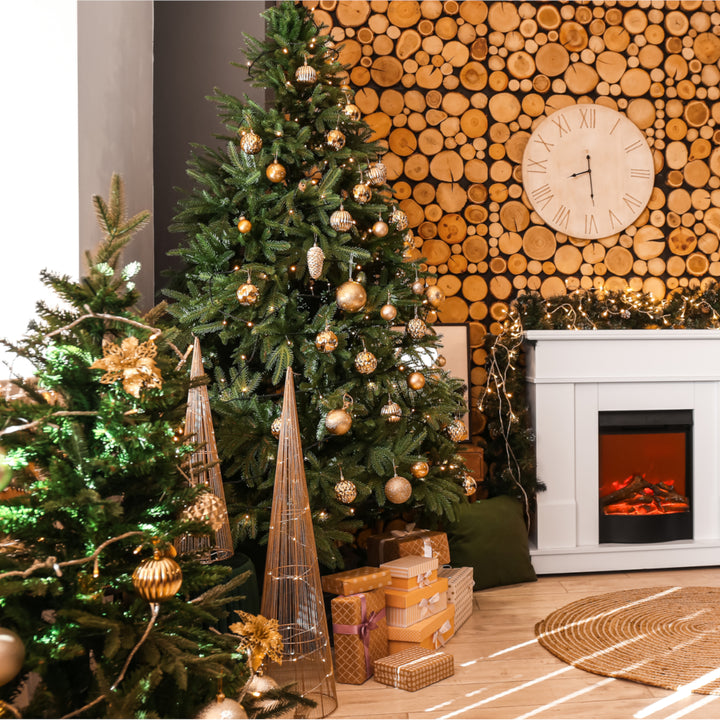 Brad artificial Diamond Pine, PVC, cu suport metalic, 220 cm