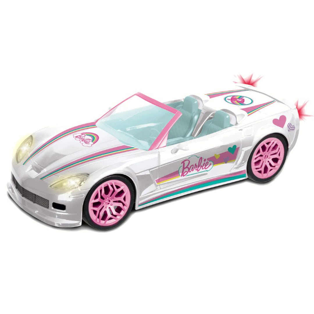 Vehicul decapotabil Barbie, alb cu telecomandă, inaltime 40 cm