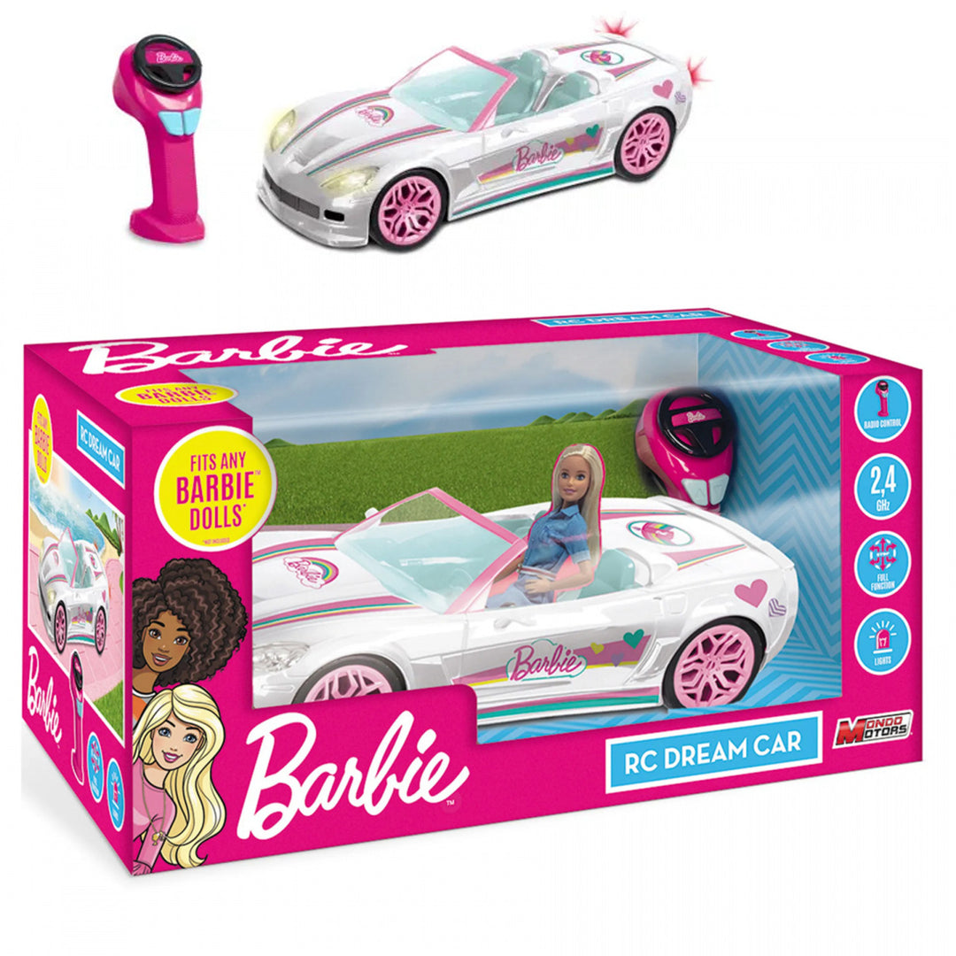 Vehicul decapotabil Barbie, alb cu telecomandă, inaltime 40 cm