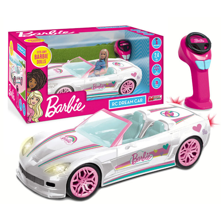 Vehicul decapotabil Barbie, alb cu telecomandă, inaltime 40 cm