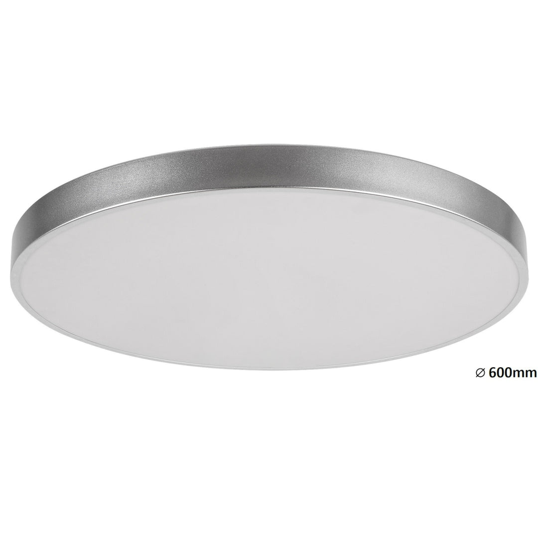 Plafonieră rotunda Tesia, 60W, diametru 60cm, argintiu