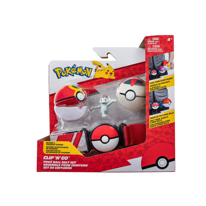 Set de antrenament Pokemon Pokeball Clip n Go, cu centura Machop