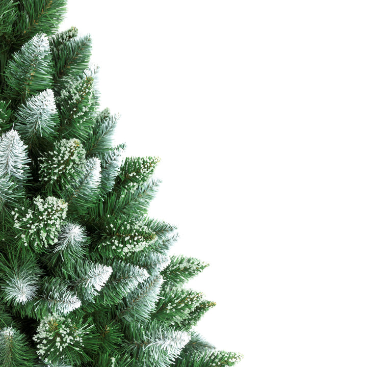 Brad artificial imitatie de pin, 160 cm, trunchi natural, verde-alb