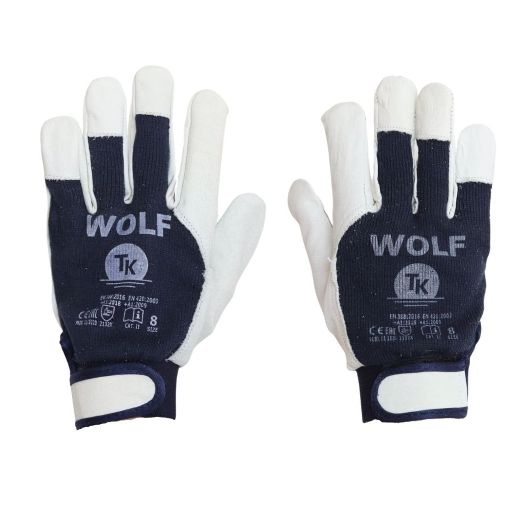 Set de 3 perechi de manusi de protectie Wolf, din piele fina de capra, captuseala din bumbac, marime M