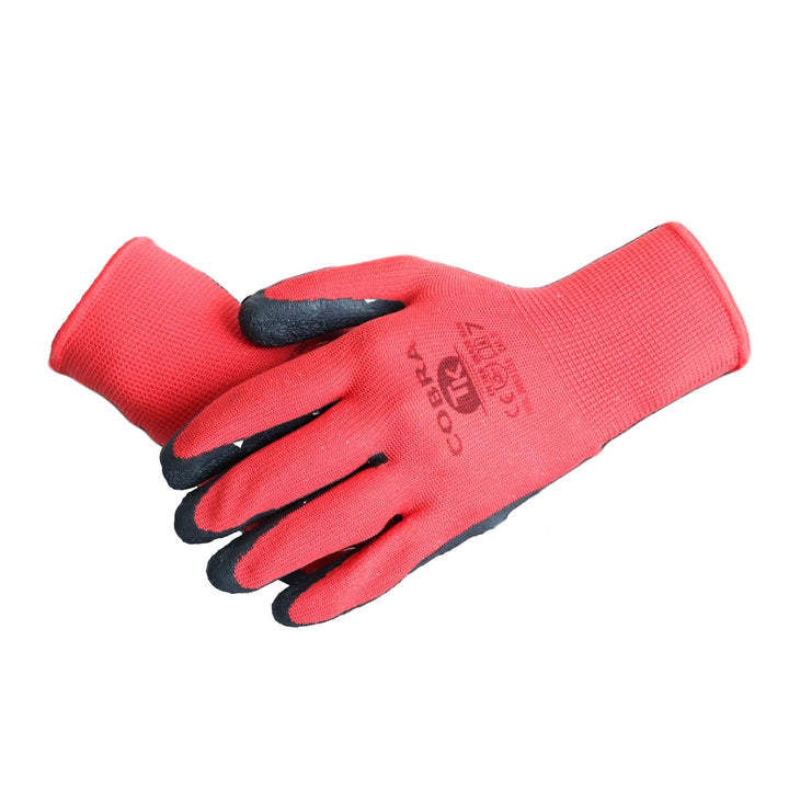 Set de 3 perechi de manusi de protectie Cobra, latex, marime S, negru-rosu