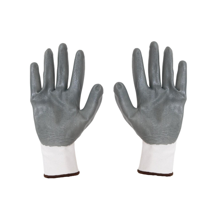 Set 3 perechi de manusi cu strat de nitril marime 6, alb-gri