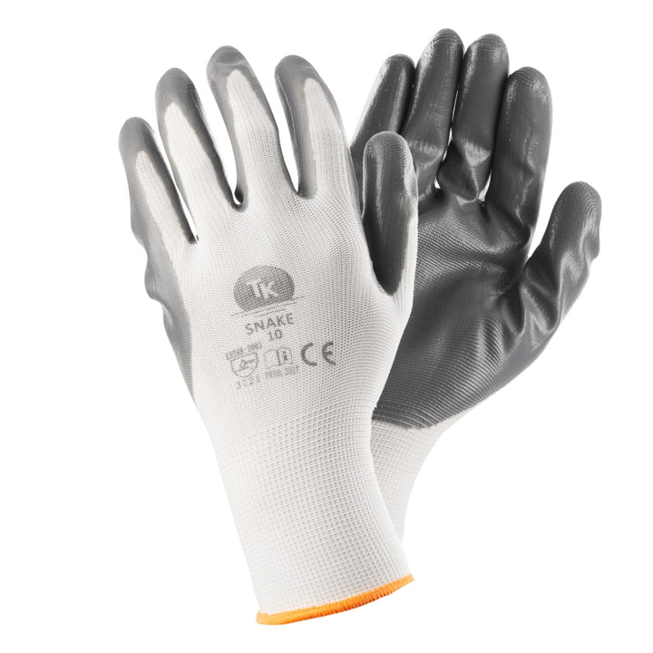 Set 3 perechi de manusi cu strat de nitril marime 6, alb-gri