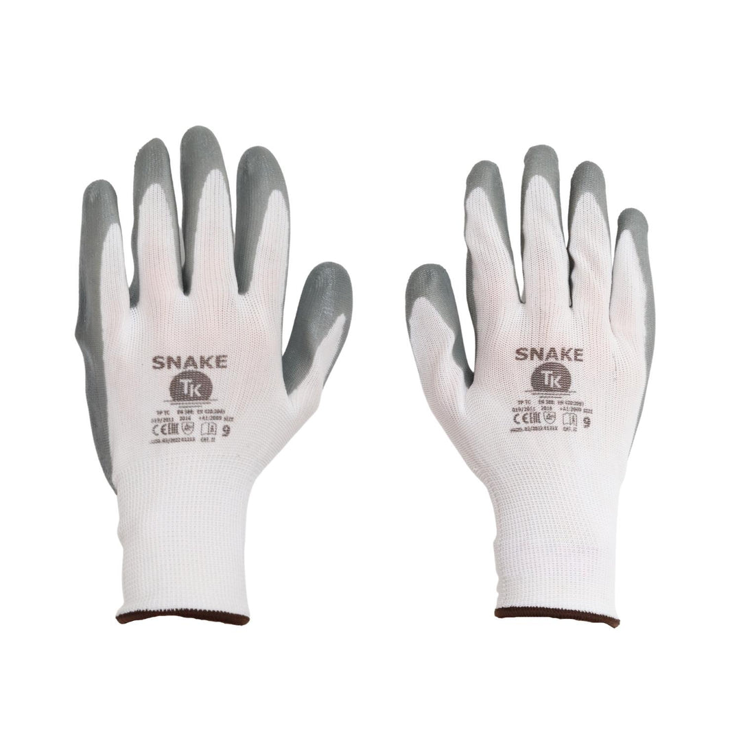 Set 3 perechi de manusi cu strat de nitril marime 6, alb-gri