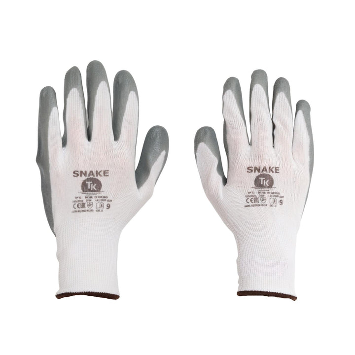 Set 3 perechi de manusi cu strat de nitril marime 6, alb-gri