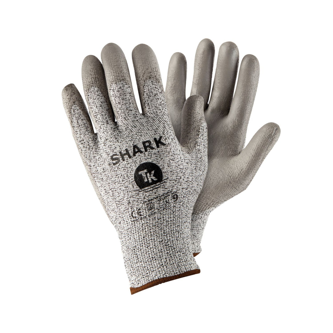 Set de 3 perechi de manusi de protectie TK Shark, din poliuretan, manseta elastica, marime S