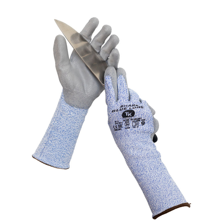 Set de 3 perechi de manusi de protectie Shark Blue Long, marime L