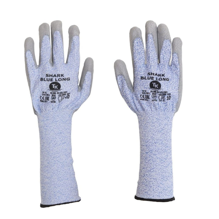 Set de 3 perechi de manusi de protectie Shark Blue Long, marime 2XL