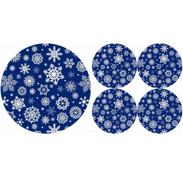 Set de fețe de masă rotunde 1 + 4 - SNOW