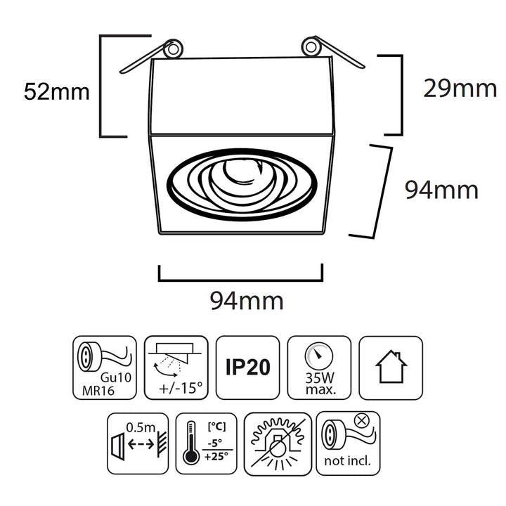 Set corp de iluminat incastrat MCE464 W, 7W  si Led GU10