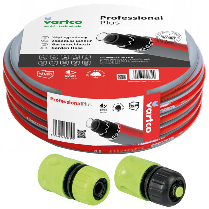 Furtun de grădină Vartco Professional Plus, 6 straturi, 30m, 1/2"  si 2 racorduri