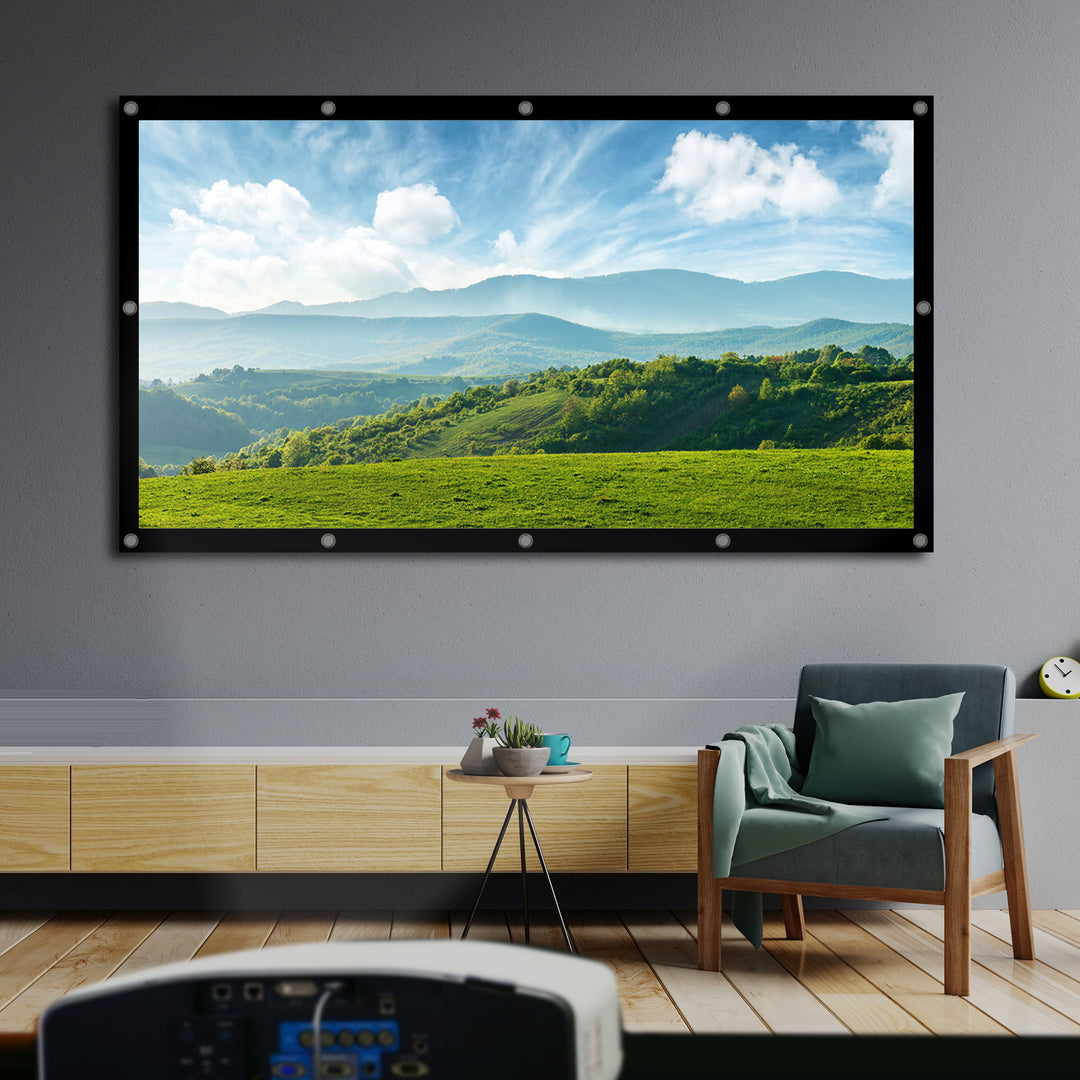 Ecran de proiectie Maclean MC-982, 120", 265x149 cm, pliabil, cu cârlige, unghi de vizualizare 179°